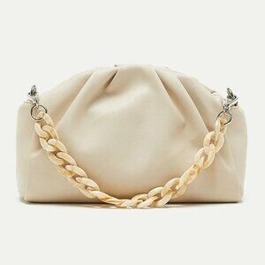 Faux Leather Clutch with Decorative Chain